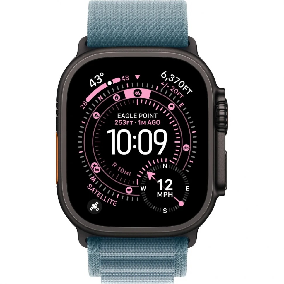 Умные часы Apple Watch Ultra 3 49 мм, Black Titanium Case with Light Blue Alpine Loop, Светло-голубой детальное изображение - 2
