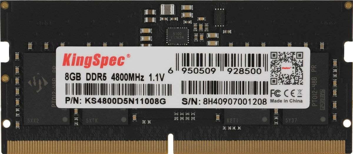 Оперативная память KingSpec DDR5 4800MHz, KS4800D5N11008G, 8 Гб детальное изображение - 1