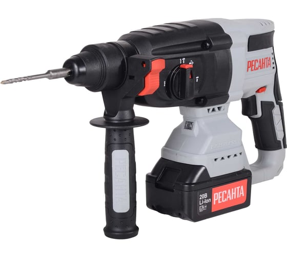 Перфоратор аккумуляторный Ресанта АП-20 Li/4, в комплекте 2 АКБ и ЗУ, в кейсе 75/3/12, 3,2 Дж, 0-4260 уд/мин детальное изображение - 1