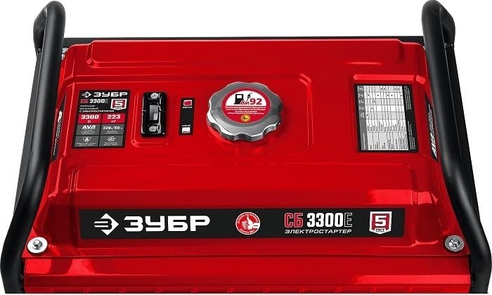 Генератор бензиновый ЗУБР СБ-3300Е, 3 кВт, Красный детальное изображение - 7