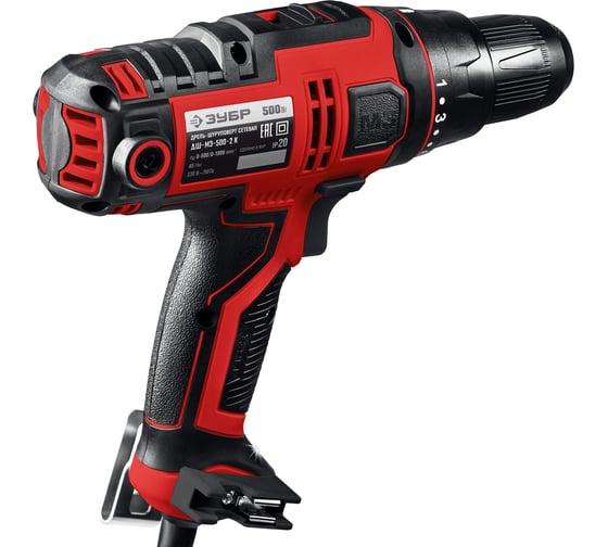Сетевая дрель-шуруповерт ЗУБР ДШ-М3-500-2 К, 220 В, 45 Нм, 500 Вт детальное изображение - 4