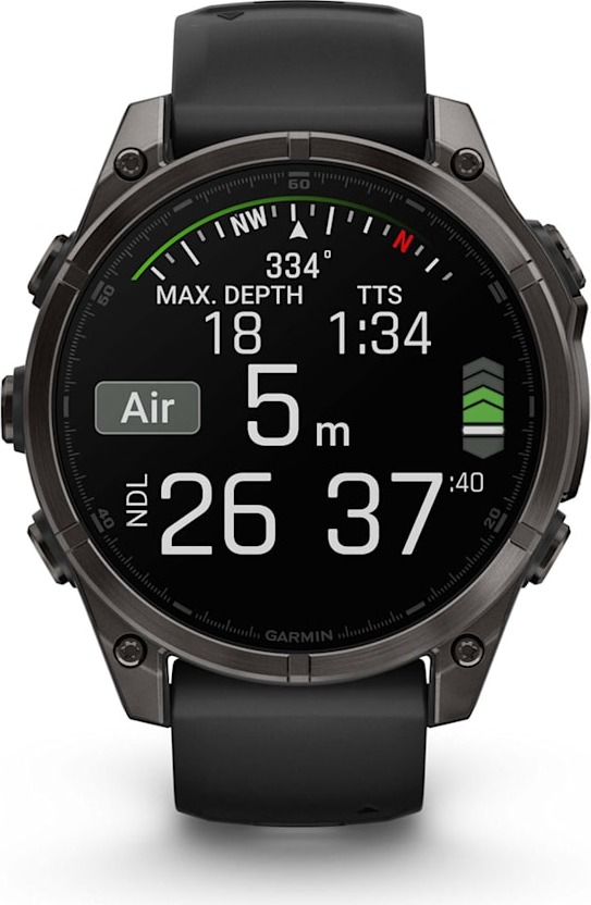 Смарт-часы Garmin Fenix 8 AMOLED Sapphire DLC, 47 мм, угольно-черный, пепельно-черный силиконовый ремешок детальное изображение - 9