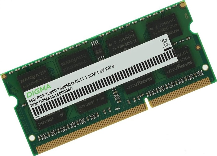 Оперативная память Digma SO-DIMM DDR-III 1600MHz, DGMAS31600004D, 4 Гб №1