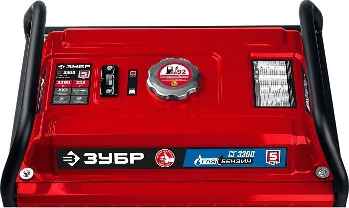 Генератор бензиновый ЗУБР СГ-3300 (бензин/газ), 3 кВт, Красный детальное изображение - 7