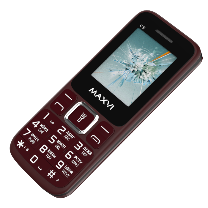 Мобильный телефон MAXVI C3i (без З\У), 32 Мб, Винный красный, Dual mini-SIM детальное изображение - 2