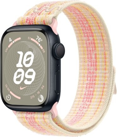 Умные часы Apple Watch Series 9 Midnight Aluminum Case GPS + Cellular with Nike Sport Band Starlight/Pink, 45 mm, Звездный/Розовый детальное изображение - 1