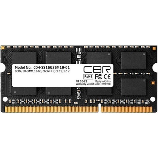 Оперативная память CBR SO-DIMM DDR4 2666MHz, CD4-SS16G26M19-01, 16 Гб детальное изображение - 1