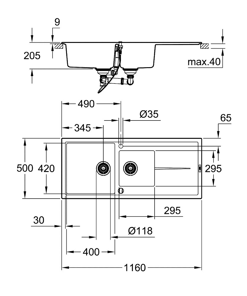 Кухонная мойка Grohe K400 31639AP0  детальное изображение - 9