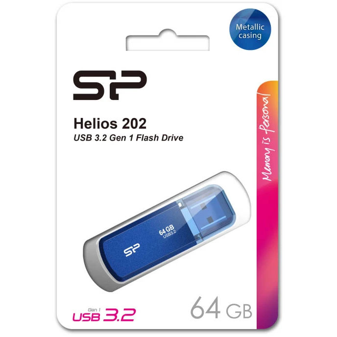 USB Flash накопитель Silicon Power Helios 202 (SP064 ГБUF3202V1B) 64 ГБ, синий детальное изображение - 2
