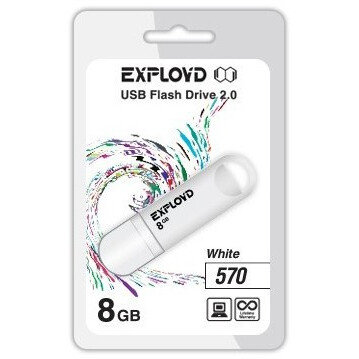 USB Flash накопитель Exployd 570 8 ГБ, белый детальное изображение - 1