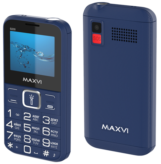 Мобильный телефон MAXVI B200, 32 Мб, Синий, Dual micro-SIM детальное изображение - 1