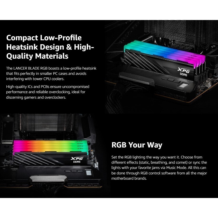 Оперативная память ADATA XPG Lancer Blade Black RGB DDR5 6400MHz, AX5U6400C3216G-DTLABRBK, 2x16 Гб KIT, 32 Гб детальное изображение - 3
