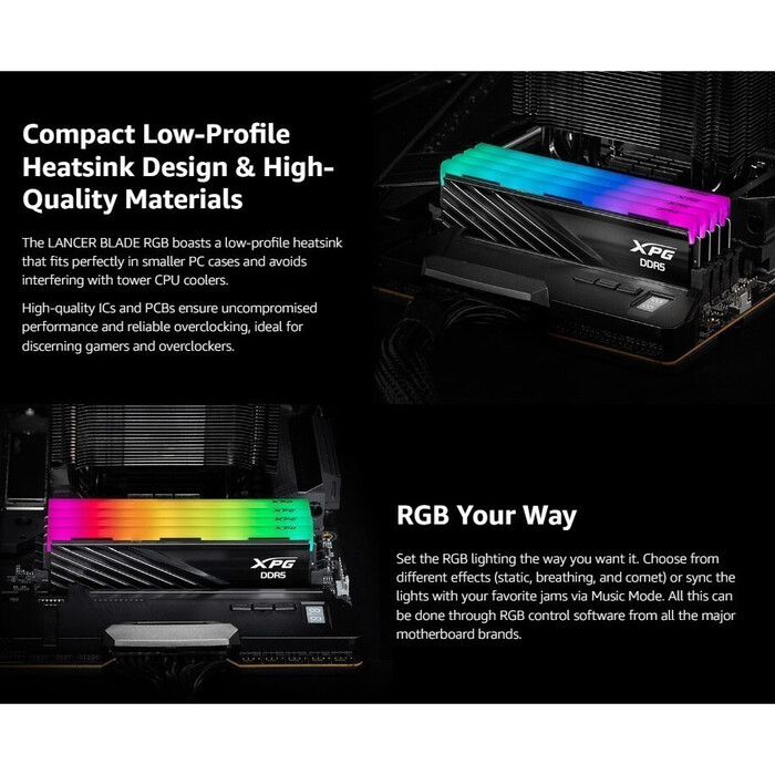 Оперативная память ADATA XPG Lancer Blade Black RGB DDR5 6400MHz, AX5U6400C3216G-DTLABRBK, 2x16 Гб KIT, 32 Гб №3