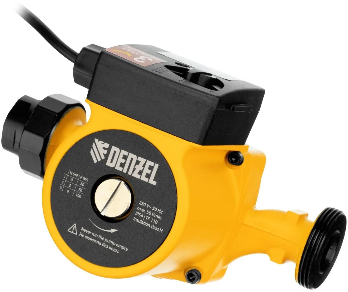 Насос Denzel CP25-6 99411, 50 л/мин, 25 мм, напор 6 м, d=25 мм, 100 Вт, Желтый детальное изображение - 1