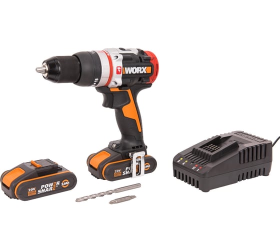 Аккумуляторная бесщеточная ударная дрель-шуруповерт WORX WX354, 20 В, 60 Нм, 2 А·ч детальное изображение - 2