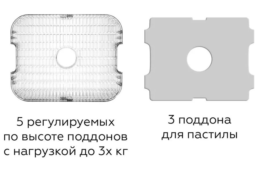 Сушилка для овощей и фруктов BQ FD1003, 420 Вт, Черный/Стальной детальное изображение - 2