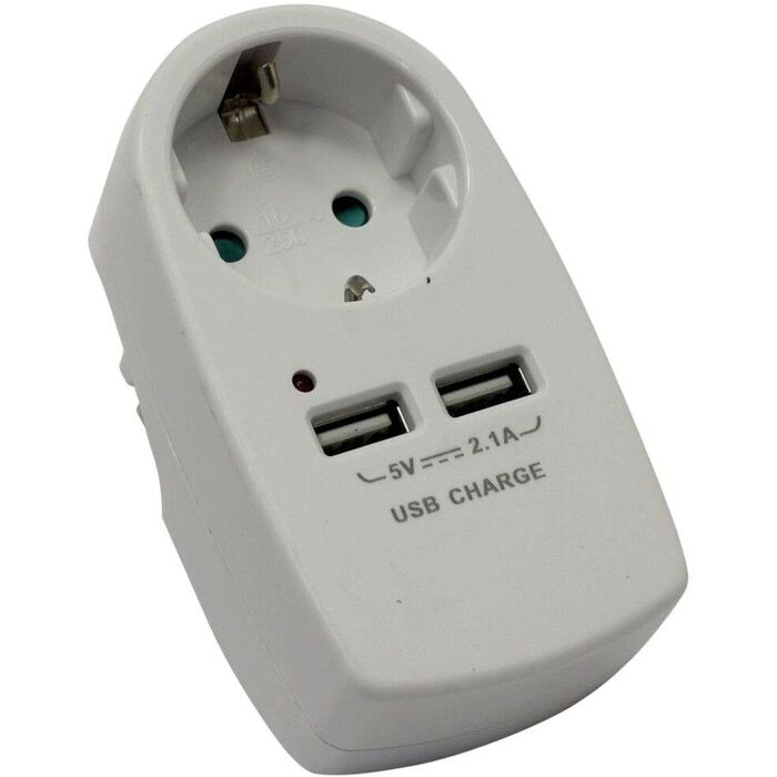 Сетевой переходник СТАРТ SA 1-ZD-2USB, Белый №1