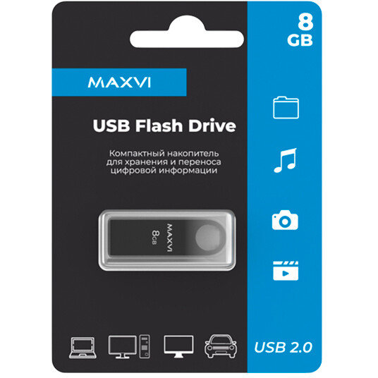 USB Flash накопитель MAXVI MK Dark 8 ГБ, черный детальное изображение - 3
