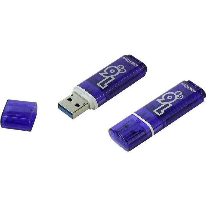 USB Flash накопитель SmartBuy Glossy Dark (SB16 ГБGS-DB) 16 ГБ, синий №1