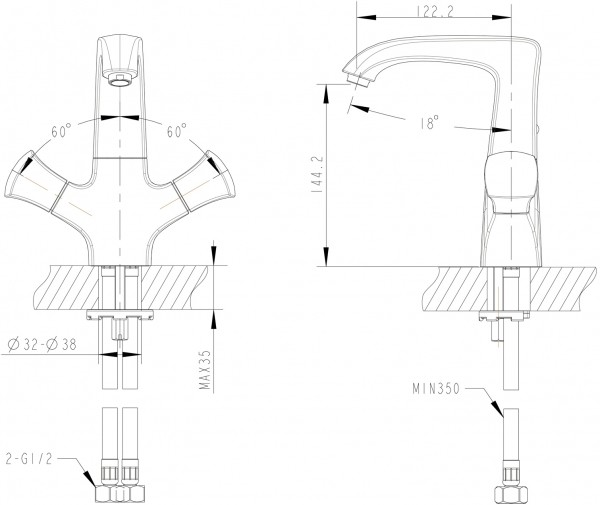 Смеситель Bravat Whirlpool F178112C детальное изображение - 2