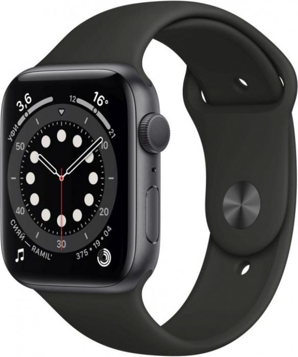 Умные часы Apple Watch Series 6 40 мм, GPS, Space Gray Aluminium Case with Black Sport Band, Серый космос/Черный детальное изображение - 1