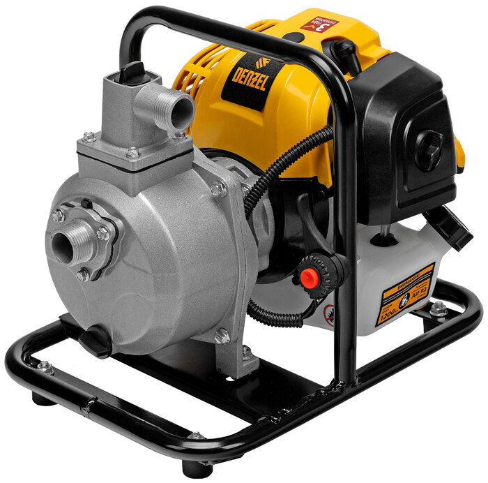 Мотопомпа бензиновая для чистой воды Denzel PX-25 (99205), 170 л/мин, 25 мм, напор 30 м, d=25 мм, 2200 Вт, Желтый №1