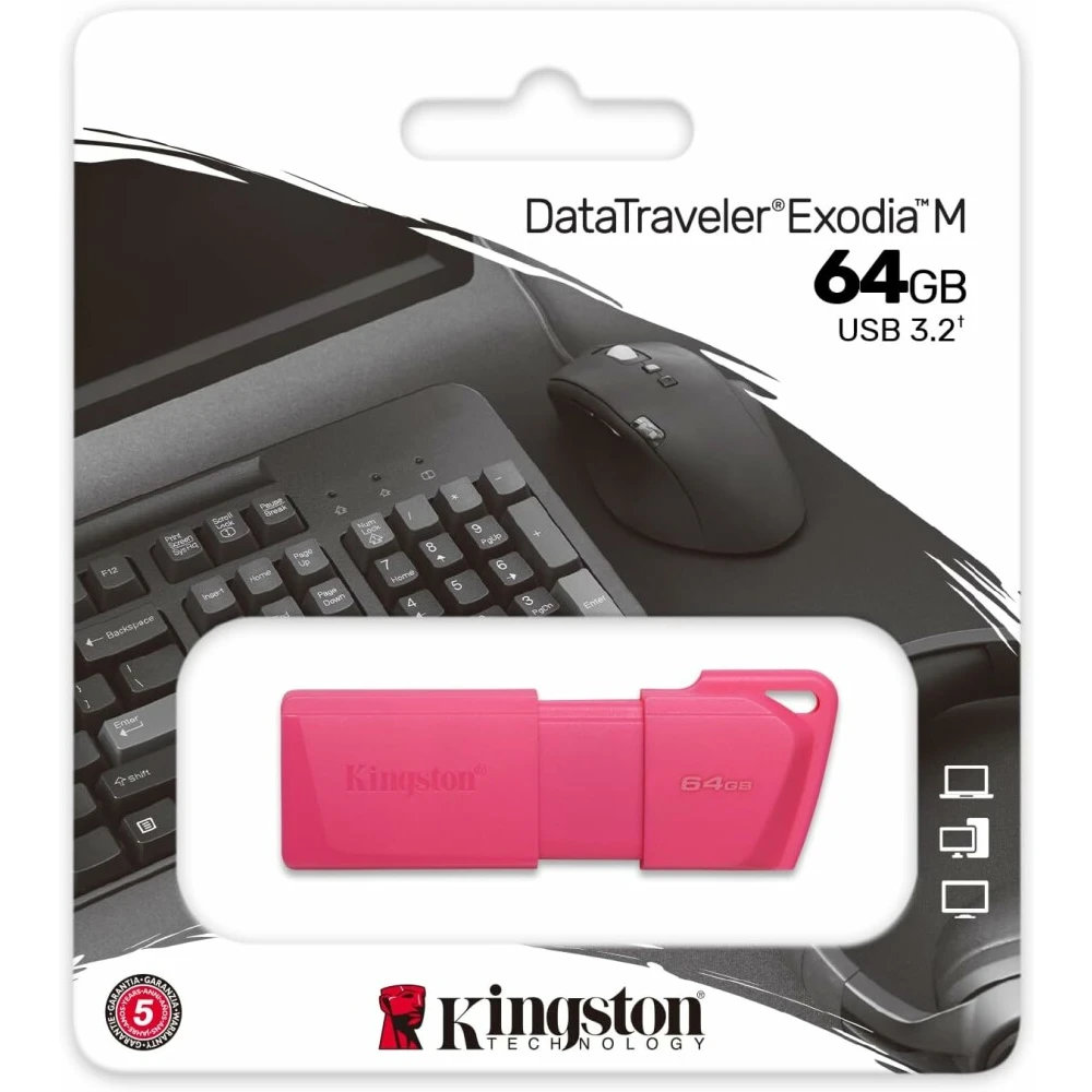 USB Flash накопитель Kingston DataTraveler Exodia M Neon (KC-U2L64-7LN) 64 ГБ, розовый детальное изображение - 2