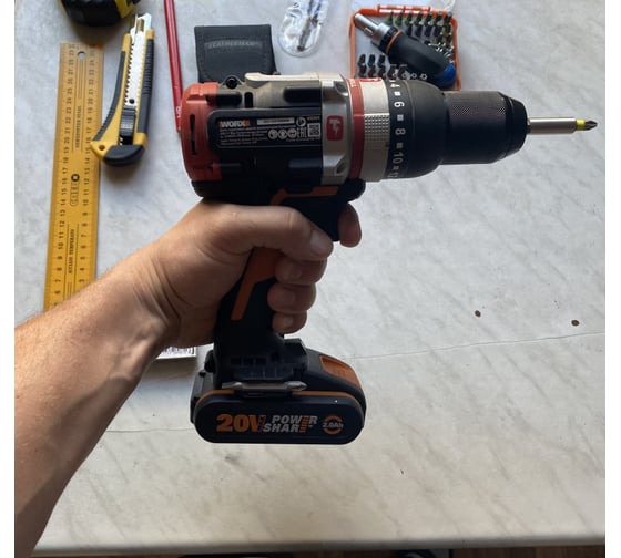 Аккумуляторная бесщеточная ударная дрель-шуруповерт WORX WX354, 20 В, 60 Нм, 2 А·ч детальное изображение - 8