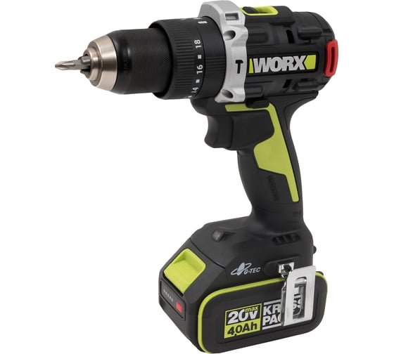 Аккумуляторная ударная дрель-шуруповерт WORX Professional WU373.2, 20 В, 95 Нм, 4 А·ч детальное изображение - 1