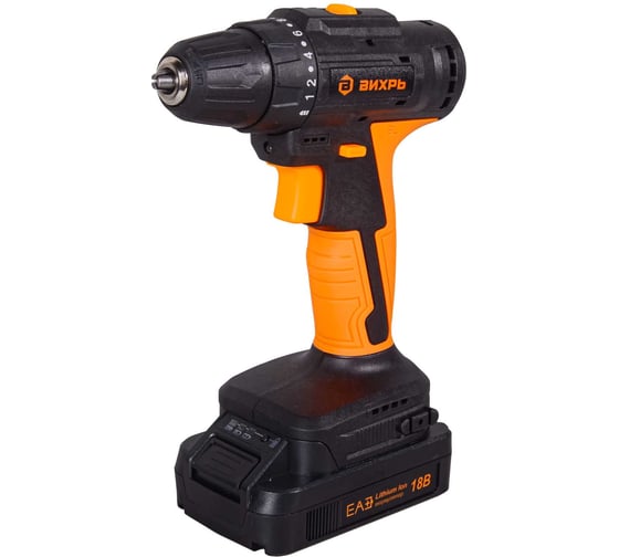 Аккумуляторная дрель-шуруповерт Вихрь ДА-18Л-2К/Б 72/14/22, 18 В, 45 Нм, 2 А·ч детальное изображение - 1