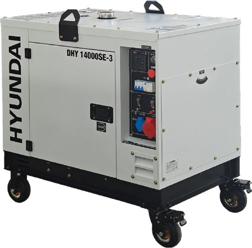 Генератор дизельный с воздушным охлаждением HYUNDAI DHY 14000SE-3, в кожухе, 10 кВт, Белый детальное изображение - 1