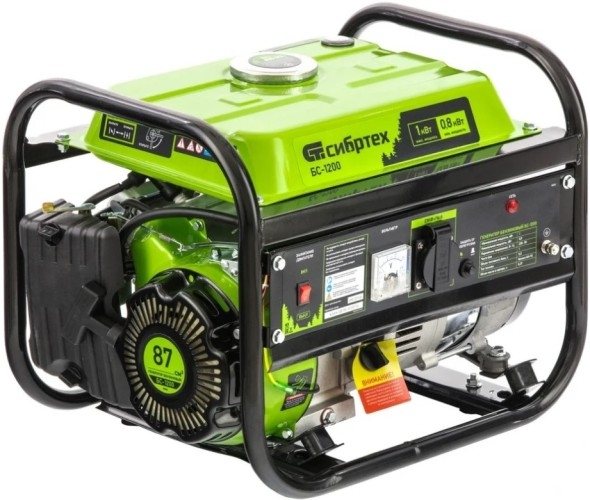 Генератор бензиновый СИБРТЕХ БС-1200 94541, 1 кВт, Зеленый детальное изображение - 1