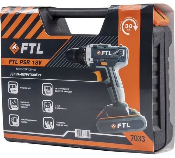 Аккумуляторная дрель-шуруповерт FTL PSR 7033, 18 В, 30 Нм, 1,5 А·ч  детальное изображение - 10