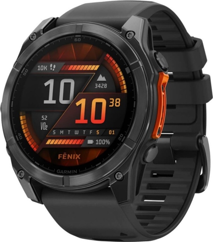 Смарт-часы Garmin Fenix 8 AMOLED, 51 мм, серый, черный силиконовый ремешок №1