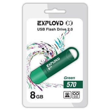 USB Flash накопитель Exployd 570 8 ГБ, зеленый детальное изображение - 1