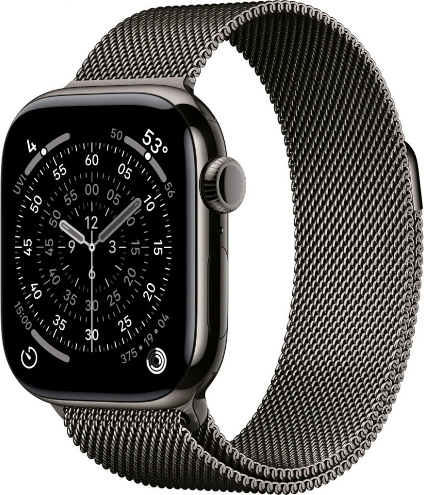 Умные часы Apple Watch Series 11 42 мм, Slate Titanium Case with Slate Milanese Loop, GPS + Cellular, Черный детальное изображение - 1