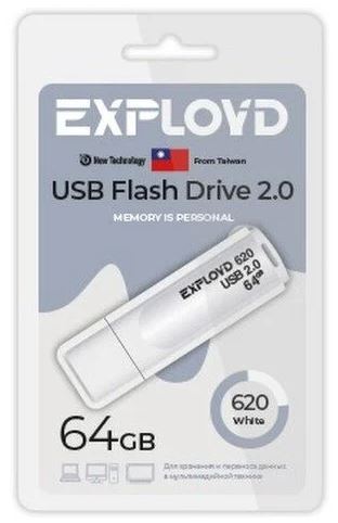 USB Flash накопитель Exployd 620 64 ГБ, белый детальное изображение - 1