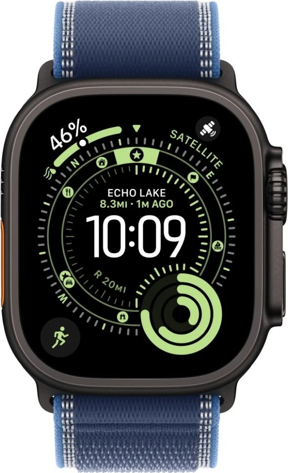Умные часы Apple Watch Ultra 3 49 мм, Black Titanium Case with Blue/Bright Blue Trail Loop, Синий/Светло-голубой детальное изображение - 2
