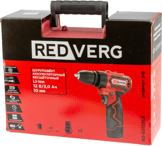 Аккумуляторная дрель-шуруповерт REDVERG RD-SD12BLR 6680699, 16 В, 36 Нм, 2 А·ч детальное изображение - 5