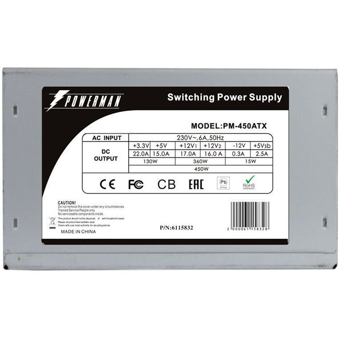 Блок питания PowerMan PM-450ATX OEM, 450 Вт №3