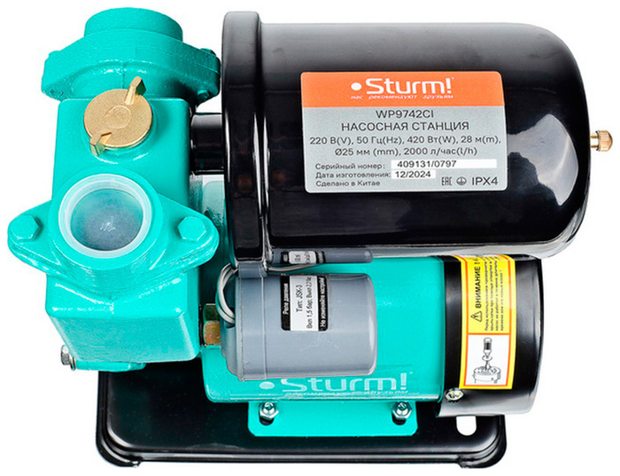 Насосная станция Sturm! WP9742CI, 33 л/мин, 25 мм, напор 28 м, d=25 мм, 420 Вт, Зеленый №2