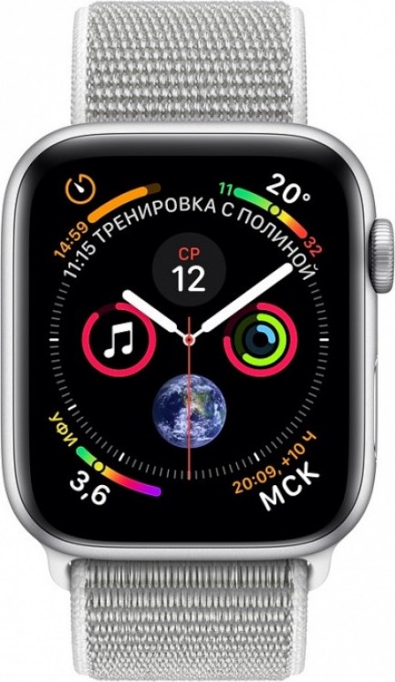Умные часы Apple Watch Series 4 Aluminum, 44 мм, GPS, White Nylon Band, Серебристый детальное изображение - 2