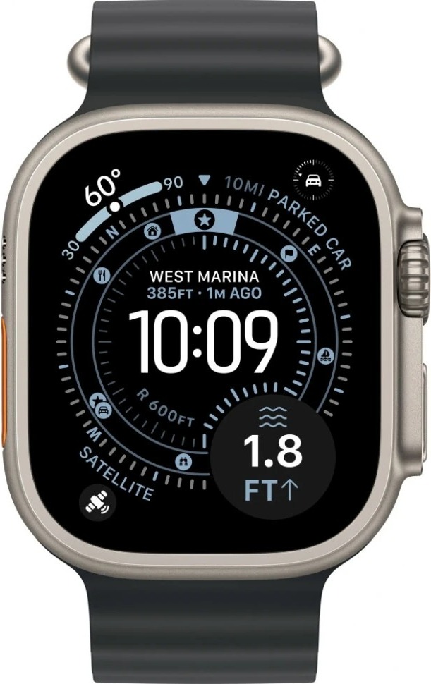 Умные часы Apple Watch Ultra 3 49 мм, Natural Titanium Case with Black Ocean Band, Черный детальное изображение - 2