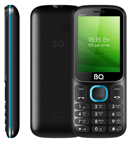 Мобильный телефон BQ 2440 Step L+, 32 Мб, Черный/Голубой, Dual mini-SIM детальное изображение - 2