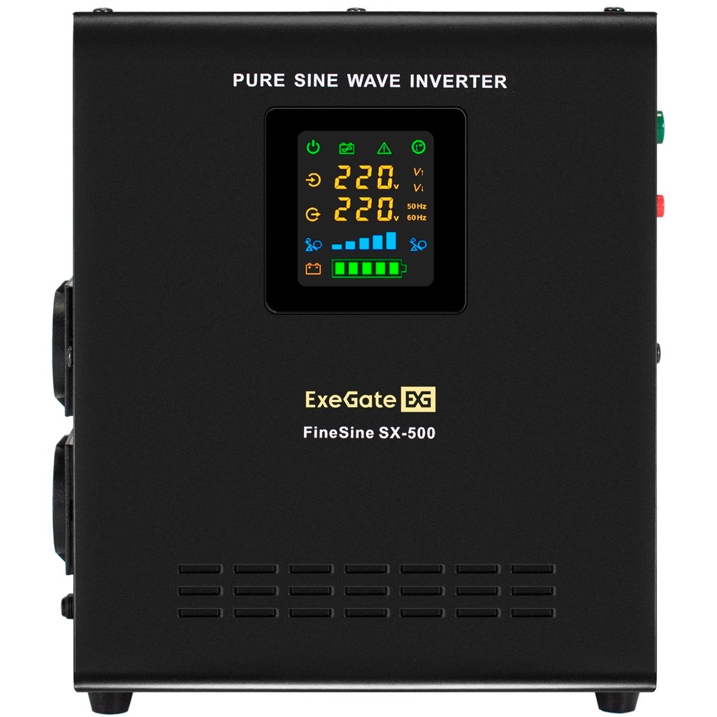 ИБП ExeGate FineSine SX-500.LCD.AVR.2SH + HR 12-65 (65Ач) + батарея детальное изображение - 2