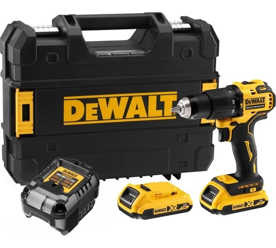 Аккумуляторная ударная дрель-шуруповерт DeWALT DCD709D2T-QW, 18 В, 65 Нм, 2 А·ч детальное изображение - 1