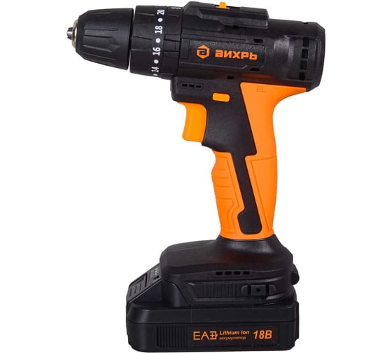 Аккумуляторная дрель-шуруповерт Вихрь ДА-18Л-2КУ/Б 72/14/23, 18 В, 45 Нм, 2 А·ч детальное изображение - 6