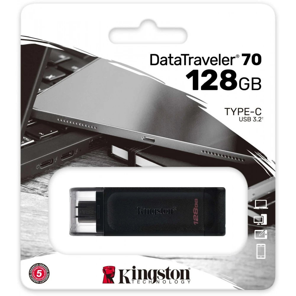 USB Flash накопитель Kingston DataTraveler DT70 (DT70/128 ГБ) 128 ГБ, черный детальное изображение - 2