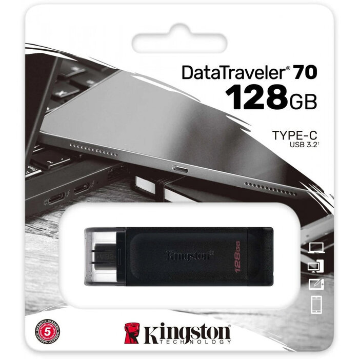 USB Flash накопитель Kingston DataTraveler DT70 (DT70/128 ГБ) 128 ГБ, черный №2