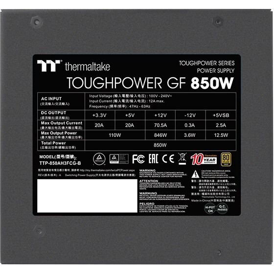 Блок питания Thermaltake Toughpower GF (PS-TPD-0850FNFAGE-2), 850 Вт детальное изображение - 5